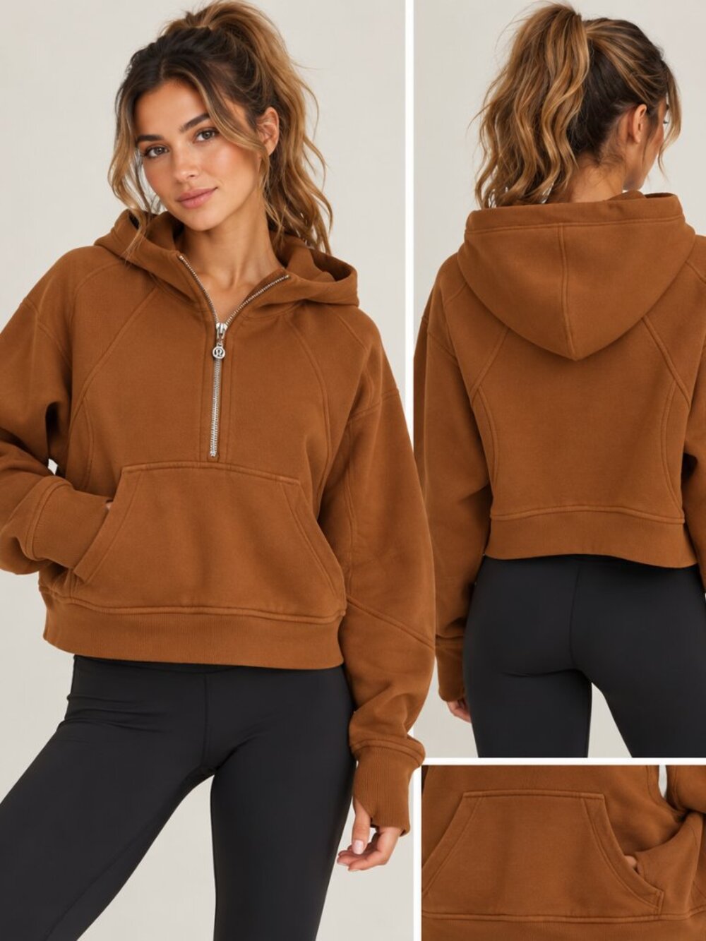 Lululemon Scuba Oversized Half-Zip Hoodie, Brown – XS/S